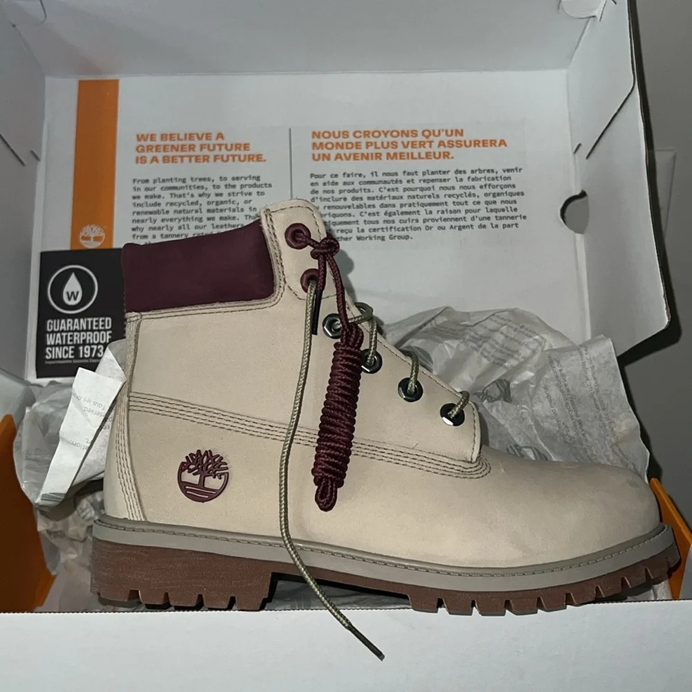 Timberland Premium Lace Up Boots - Light Brown Nubuck Boys Size 6